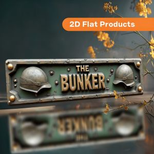 Vintage Aluminum Wall Sign "THE BUNKER" Durable Metal Plaque for Home Office Farmhouse Porch Decor Easy Install