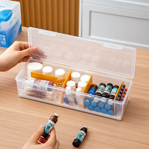 Portable Medical Storage Box Thickened Pp Plastic Adjustable Divider Design Dustproof Moisture Proof Household Organizer