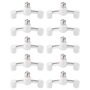 【HCS】10Pcs E27 To E27 Dual Heads Lamp Holder Flame Retardant 2 in 1 Light Bulb Converter for Warehouse Basement