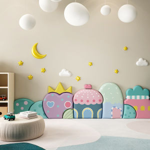 Kids Anti-Collision Strip Bumper Soft Package Bed Fence Bedside 3D Wallpaper Wall Surrounding Background Wall Decoration Backrest Cushion Stickers