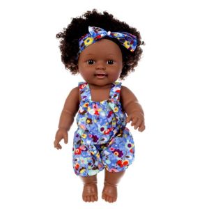 30cm Soft African Girl Doll Realistic Bath Toy Plushie Doll Suitable for Water Play Educational Toy for Children under 10