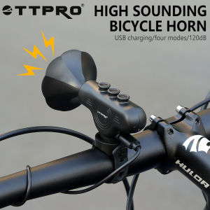 TTPRO 120dB Electric Bicycle Horn USB Rechargeable 300mAh IPX4 Waterproof Bell Speaker for Mountain Road Cycling