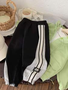 Cool Street Style Boys Sport Pants Autumn Fashionable Black Sweatpants Casual mid Waist Long Cotton Polyester for Kids