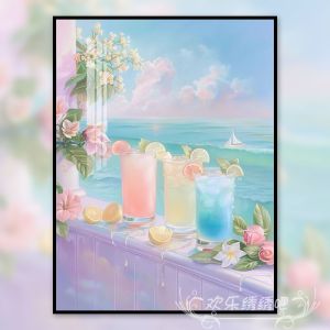 Simple Modern Cross Stitch DIY Diamond Painting Full Drill 5D Handmade Summer Ice Drink Cross Stitch Kit Living Room Decor