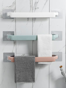 Towel Rack Punch-Free Bathroom Rack Single Rod Scandinavian Bath Towel Rack Wall Hanging Towel Bar Bathroom Towel Rack