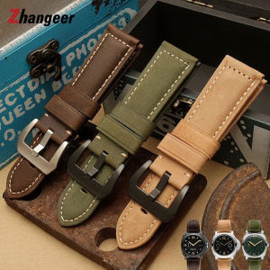 Zhangeer สายหนังแท้สำหรับผู้ชายและผู้หญิงหัวแบนสายรัดอเนกประสงค์สโรงงานเข็มขัดพร้อมหัวเข็มขัดรูปม้าบ้า20มม. 22มม. 24มม. 26มม. พร้อมเครื่องมือ