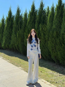 White Cotton Long Sleeve Base Layer Shirt Womens Loose Fit Thin Early Autumn T-Shirt round Neck Sweatshirt Lazy Style Top