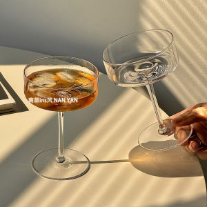 Japanese Style High Footed Crystal Glass Martini Cocktail Cup Womens Sliced Special Mixed Drinks Cup  Trend Handmade