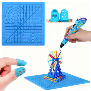 3D Printing Pen Silicone Mat DIY With 2 Finger Protectors Template Drawing Tool Silicone Pad Drawing Tools for Kids Adults