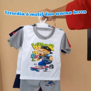 Baju Bayi Setelan Lengan Celana Pendek 3 12 Bulan Bahan Lembut Motif Lucu Kekinian Set Oblong Pakaian Anak Harian