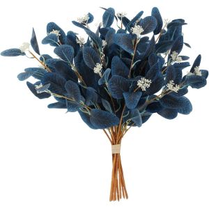 2Pcs Blue Silk Artificial Eucalyptus Stems Greenery Flower Decoration Wedding Party Home Flower Arrangement Vases Decoration