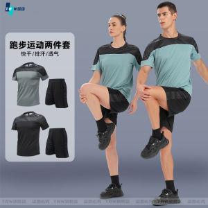 ชุดกีฬาคู่รักแขนสั้นระบายอากาศได้ดีแห้งเร็ว ชุดวิ่งฤดูร้อน ชุดฝึกซ้อมทีมวิ่ง ชุดกีฬา ชุดฟิตเนส ชุดวิ่ง ชุดกีฬา