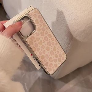 Korean Yellow Leopard Print Drop Glue Plating Phone Case for iPhone 17 Air 16 15 14 11 12 13 Pro Max Plus Shockproof Hard Cover