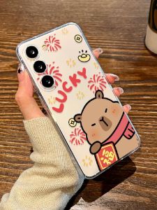 Samsung S24 S25 Phone Case Creative Chinese Style Lucky Charm Capybara Design Transparent Soft Shell for Men And Women