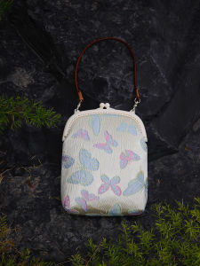 Retro Rainbow Original Dream Butterfly Leather Rope Handbag Fairy Tale Gold Crossbody Bag Artistic Daily Match for Young Women