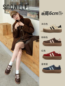 Womens Increased Height Sports Shoes Winter Fleece Lined Thick Bottom Casual Soft Sole Red Color Sneakers Comfortable Running Shoes