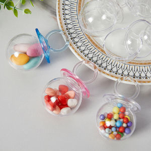 12pcs/set Transparent Plastic Wedding Candy Box Cute Pacifier Shape Storage Box Baby Shower Birthday Party Gift Packaging Box