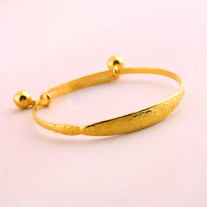 Chow Sang Sang 周生生 999.9 24K Pure Gold Chinese Gifting Collection Newborn Longevity & Good Fortune Adjustable Bangle for Tiny Size 84771K Price-by-Weight 8.98g Gold