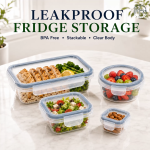 Leakproof Food Storage Container with Lid | BPA-Free PP Stackable Meal Prep Snack & Sauce Box | Microwave Freezer Dishwasher Safe | 60ml–1000ml