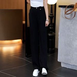 Ice Silk Elastic Waist Wide Leg Pants Womens Summer Casual Loose Straight Cut Trousers High Waist Drapey Comfortable Long Pants