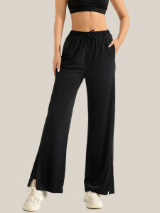 Loose High Waist Wide Leg Micro Flared Pants Womens Sportswear Summer Spring Open Slit Sun Protection Fitness Trousers