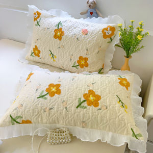 ปลอกหมอนชายลูกไม้ผ้าชีฟองผสมฝ้ายปลอกหมอนหนึ่งคู่48x74ซม. ไส้หมอนระดับไฮเอนด์ชิ้นเดียวปลอกไส้หมอนใช้ในบ้าน