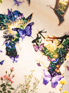 Cracked Texture Vintage Butterfly PET Sticker