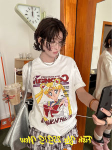 Bandai | New Trendy Sailor Moon Print Anime T-shirt - Japanese Style Loose-fitting Female and Male Short-sleeved Version