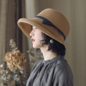 Womens summer hat Womens bucket hat Straw hat beach hat ceremony womens hats spring 2021 belt  visor sun protection hat