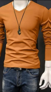 [ Hàng Xả Kho Giá Vốn ! *] Áo thun nam tay dài cổ tim chất cotton 4 chiều dáng ôm thời trang