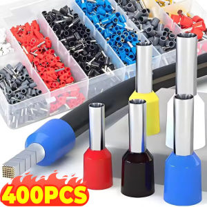 400PCS Electrical Wire Connectors Tube Insulated Terminals Tubular Cold Crimp Terminal Wire Cable Connector Ferrules Terminals