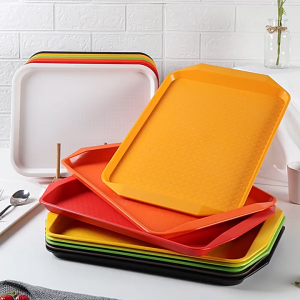 Baki Plastik untuk Hotel & Restoran Nampan Saji Anti Slip Persegi Panjang Multifungsi dengan Alas Karet Kualitas Premium