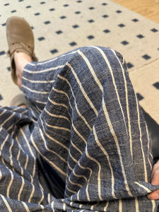 PAIBOLI | High Waist Loose Fit Striped Cotton Linen Casual Pants Women Summer Comfortable Wide Leg Trousers Breathable Eco-Friendly