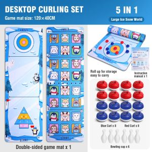 CONUSEA | Table Curling Board Games for Family Interactive Tabletop Bowling Curling Game Shuffleboard Developmental Game Educational Toy
