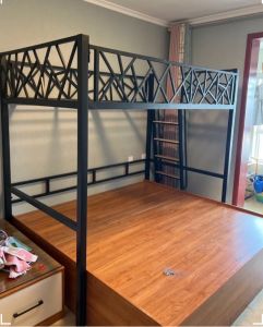 Loft bed single+queen size storage bed frame customize Singapore/condo/HDB/bed room