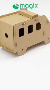 MFK06A - Xe cứu thương carton - 18x8x11 cm - Đồ chơi lắp ráp mô hình từ bìa carton cứng cao cấp