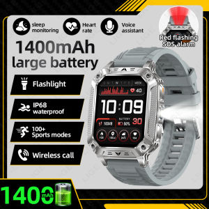 LIGE | LIGE New Rugged Military Smart Watch Men 1400mAh Battery Sports Fitness Tracker Outdoor Flashlight Bluetooth Call Smartwatch Man