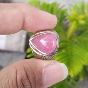 Cincin Batu Permata Natural Pink Ruby Madagascar Tear / Tetes