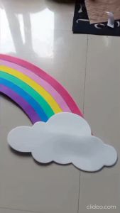 Hiasan Dinding Pelangi & Awan (35x90 cm) hiasan kelas Pintu Jendela Tembok Mading pojok baca Paud TK SD