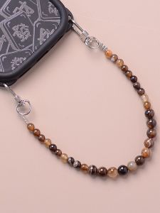 Original Design Fashionable Simplistic Double Buckle Head Mobile Phone Chain Wrap Silk Agate High-End Feel Small Niche