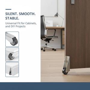 Side Mounted Rubber Casters 1/4Pcs Silent Flat Push Telescopic Smooth Rolling Wheels for Cabinet Wardrobe Moving Furniture