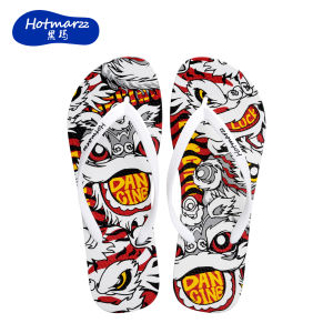 Hotmarzz Mens Summer New Anti-slip Outdoor Casual Sandals Comfortable Tote Pattern PVC Upper Flat Heel Color Block Design