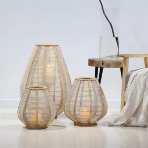 Đèn Lồng Tre Vải Lanh Tối Giản Phong Cách Nhật Bản