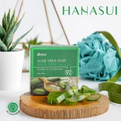 SABUN HANASUI ALOEVERA SOAP - 60gr ORIGINAL / sabun lidah buaya / wajah glowing / sabun wajah / muka / pembersih / perawatan / badan / sabun aloevera / sabun muka / pembersih muka
