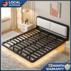 Table Trove Floating Bed Iron Bed 100/120/150/180 Steel Frame Storage Bed Small Household Bedroom Net Red Models Rental House铁艺床