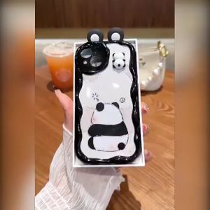 FOX Case Samsung A12 M12 Casing Softcase Wave Black Lotso And Cute Panda Plush Ear 3D With Camera Protection