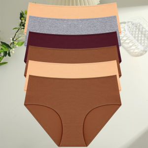 6 Cái/bộ Quần Lót Cotton Nữ Cao Cấp Không Đường May Thoáng Khí Quần Lót Màu Trơn Quần Đùi S-2XL Quần Lót Cạp Trung