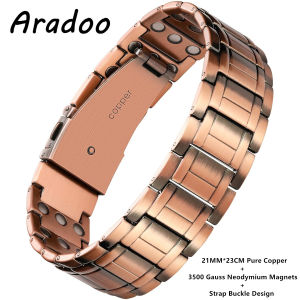 ARADOO Premium Copper Bracelet for Men with 3X Strength Magnetic Therapy Wristband Cross Jewelry Gifts