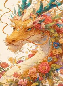 Kayou | 1000 Pcs Dragon and Flower Pattern Puzzle Home Decor Adults Puzzle Games Family Fun Floor Puzzles Educational Toys for Kids