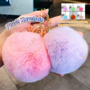 Simple Versatile Plush Keychain Pendant Female Style Imitation Rex Rabbit Fur Ball Schoolbag Student Cute Keycha